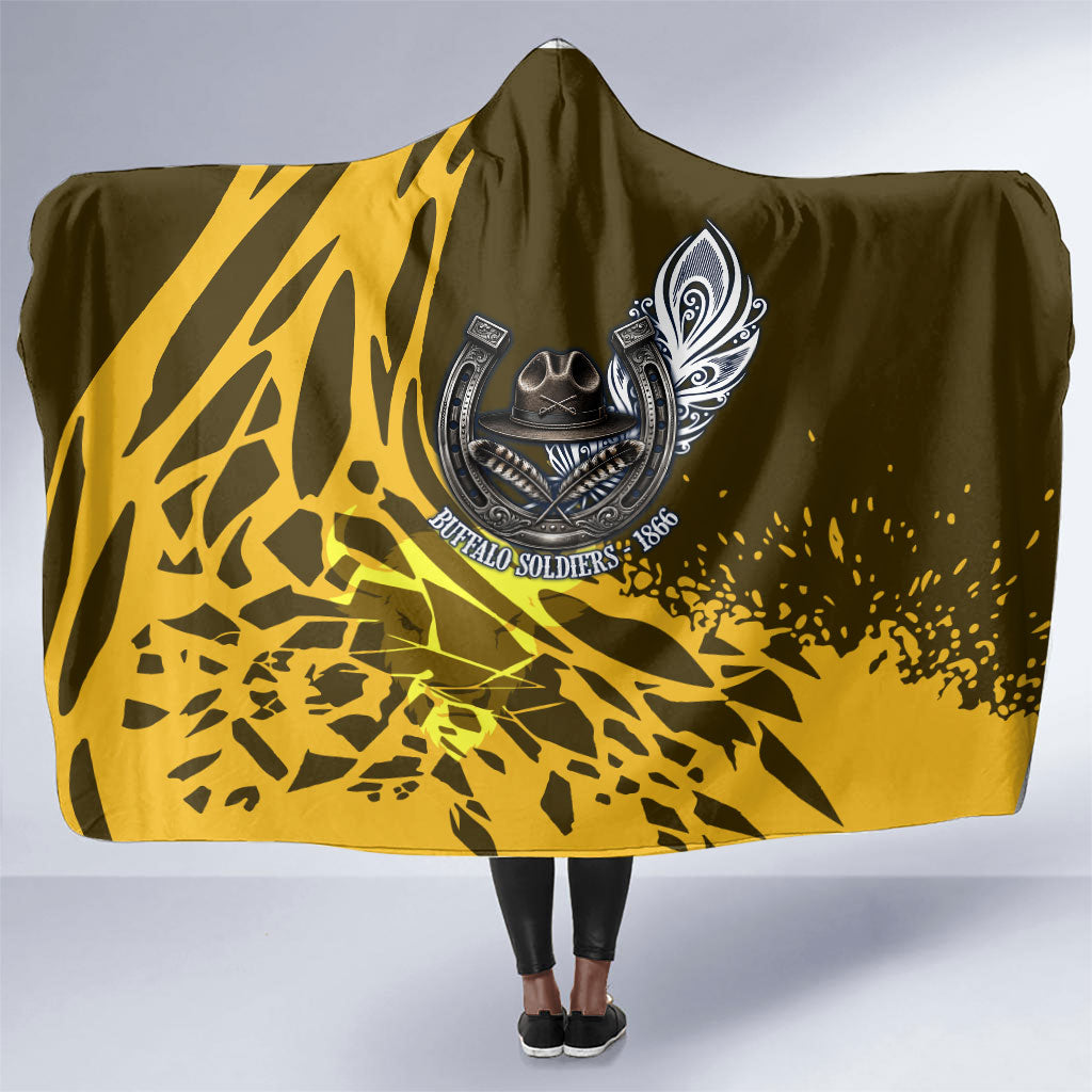 Buffalo Soldiers 9th And 10th Cavalry Regiments Hooded Blanket Wild And Untamed Vintage Western Horseshoe Graphic Art