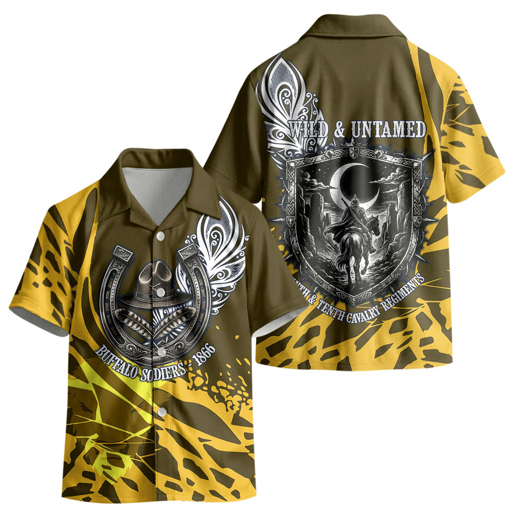 Buffalo Soldiers 9th And 10th Cavalry Regiments Kid Hawaiian Shirt Wild And Untamed Vintage Western Horseshoe Graphic Art