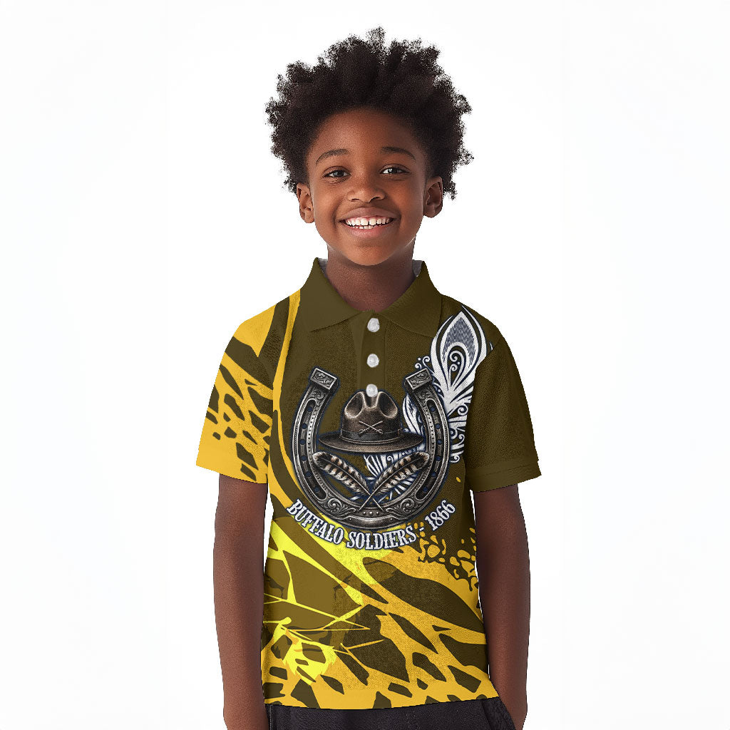 Buffalo Soldiers 9th And 10th Cavalry Regiments Kid Polo Shirt Wild And Untamed Vintage Western Horseshoe Graphic Art