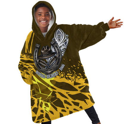 Buffalo Soldiers 9th And 10th Cavalry Regiments Kid Wearable Blanket Hoodie Wild And Untamed Vintage Western Horseshoe Graphic Art