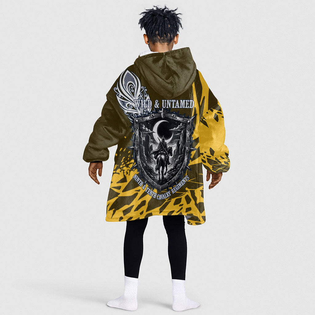 Buffalo Soldiers 9th And 10th Cavalry Regiments Kid Wearable Blanket Hoodie Wild And Untamed Vintage Western Horseshoe Graphic Art