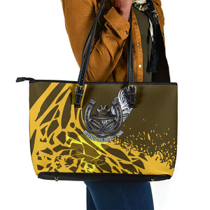 Buffalo Soldiers 9th And 10th Cavalry Regiments Leather Tote Bag Wild And Untamed Vintage Western Horseshoe Graphic Art