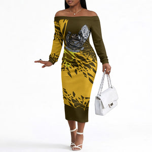 Buffalo Soldiers 9th And 10th Cavalry Regiments Off The Shoulder Long Sleeve Dress Wild And Untamed Vintage Western Horseshoe Graphic Art