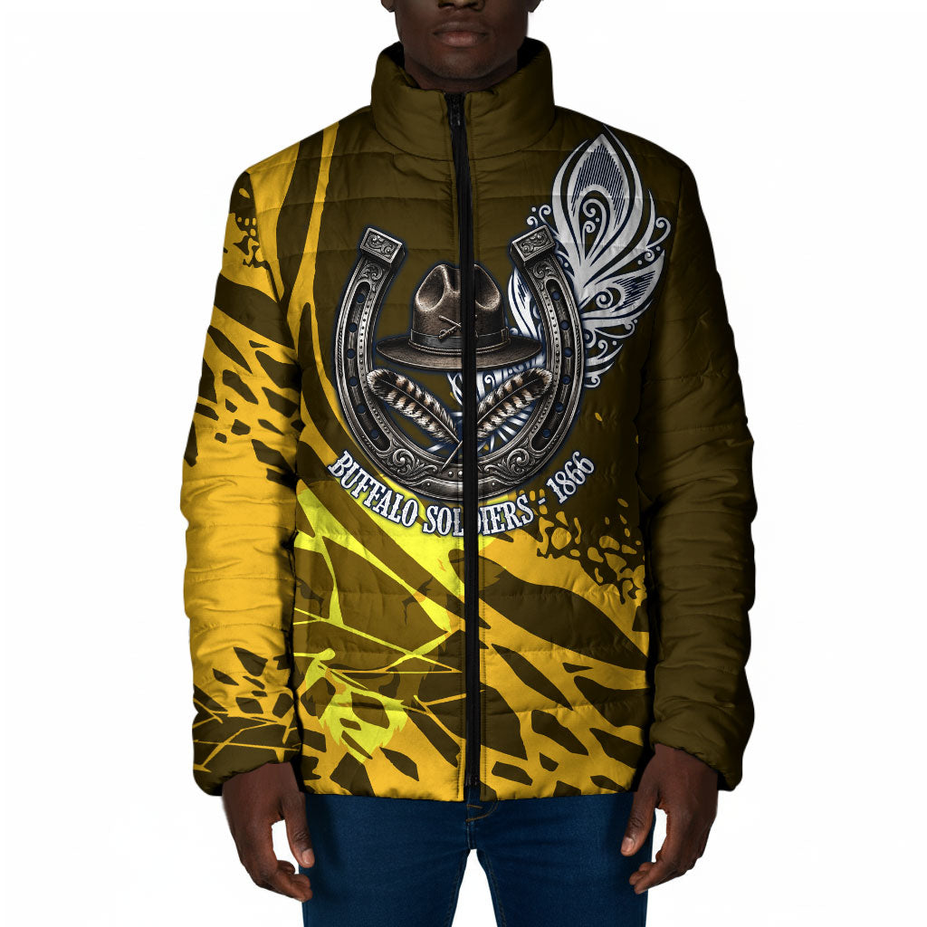 Buffalo Soldiers 9th And 10th Cavalry Regiments Padded Jacket Wild And Untamed Vintage Western Horseshoe Graphic Art
