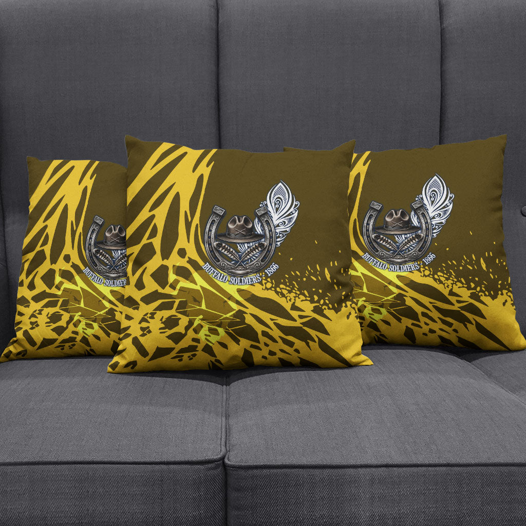 Buffalo Soldiers 9th And 10th Cavalry Regiments Pillow Cover Wild And Untamed Vintage Western Horseshoe Graphic Art