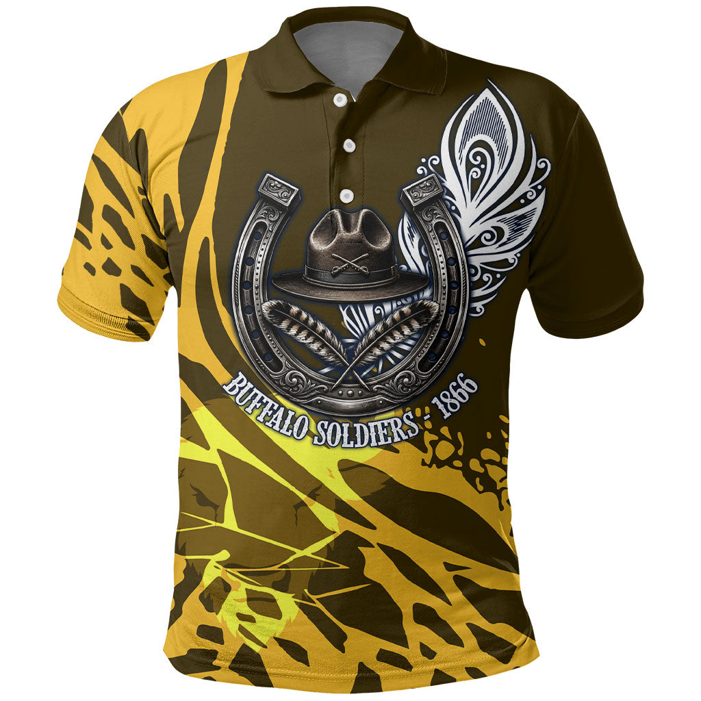 Buffalo Soldiers 9th And 10th Cavalry Regiments Polo Shirt Wild And Untamed Vintage Western Horseshoe Graphic Art