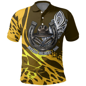 Buffalo Soldiers 9th And 10th Cavalry Regiments Polo Shirt Wild And Untamed Vintage Western Horseshoe Graphic Art