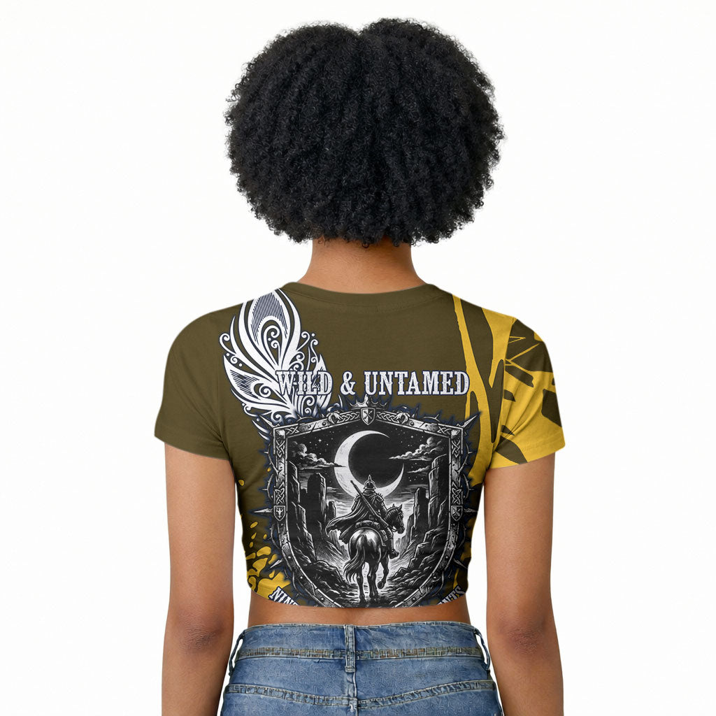 Buffalo Soldiers 9th And 10th Cavalry Regiments Raglan Cropped T shirt Wild And Untamed Vintage Western Horseshoe Graphic Art