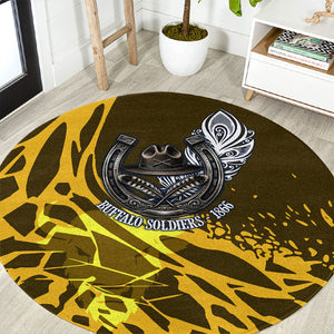 Buffalo Soldiers 9th And 10th Cavalry Regiments Round Carpet Wild And Untamed Vintage Western Horseshoe Graphic Art