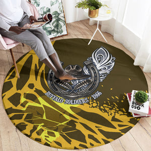 Buffalo Soldiers 9th And 10th Cavalry Regiments Round Carpet Wild And Untamed Vintage Western Horseshoe Graphic Art
