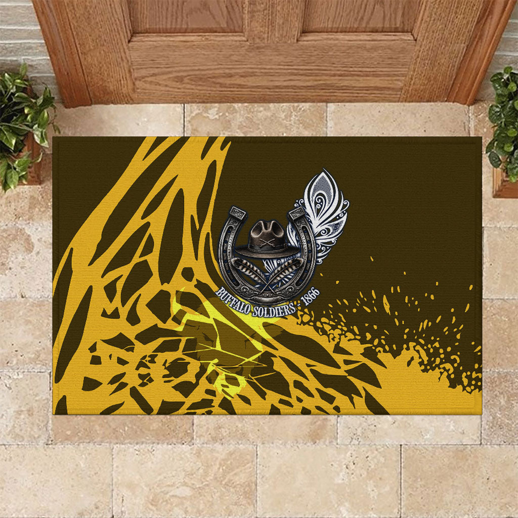 Buffalo Soldiers 9th And 10th Cavalry Regiments Rubber Doormat Wild And Untamed Vintage Western Horseshoe Graphic Art