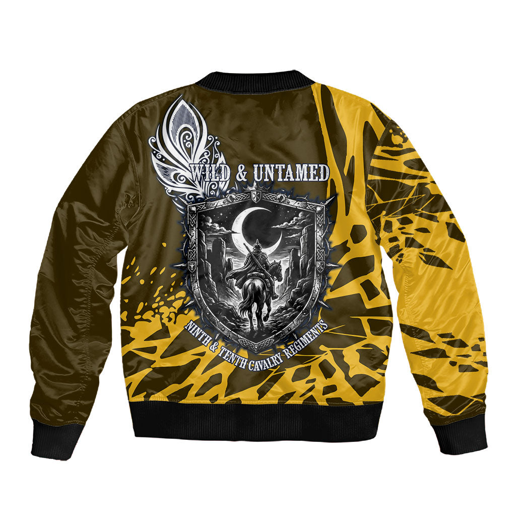 Buffalo Soldiers 9th And 10th Cavalry Regiments Sleeve Zip Bomber Jacket Wild And Untamed Vintage Western Horseshoe Graphic Art