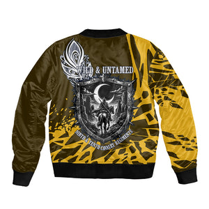 Buffalo Soldiers 9th And 10th Cavalry Regiments Sleeve Zip Bomber Jacket Wild And Untamed Vintage Western Horseshoe Graphic Art