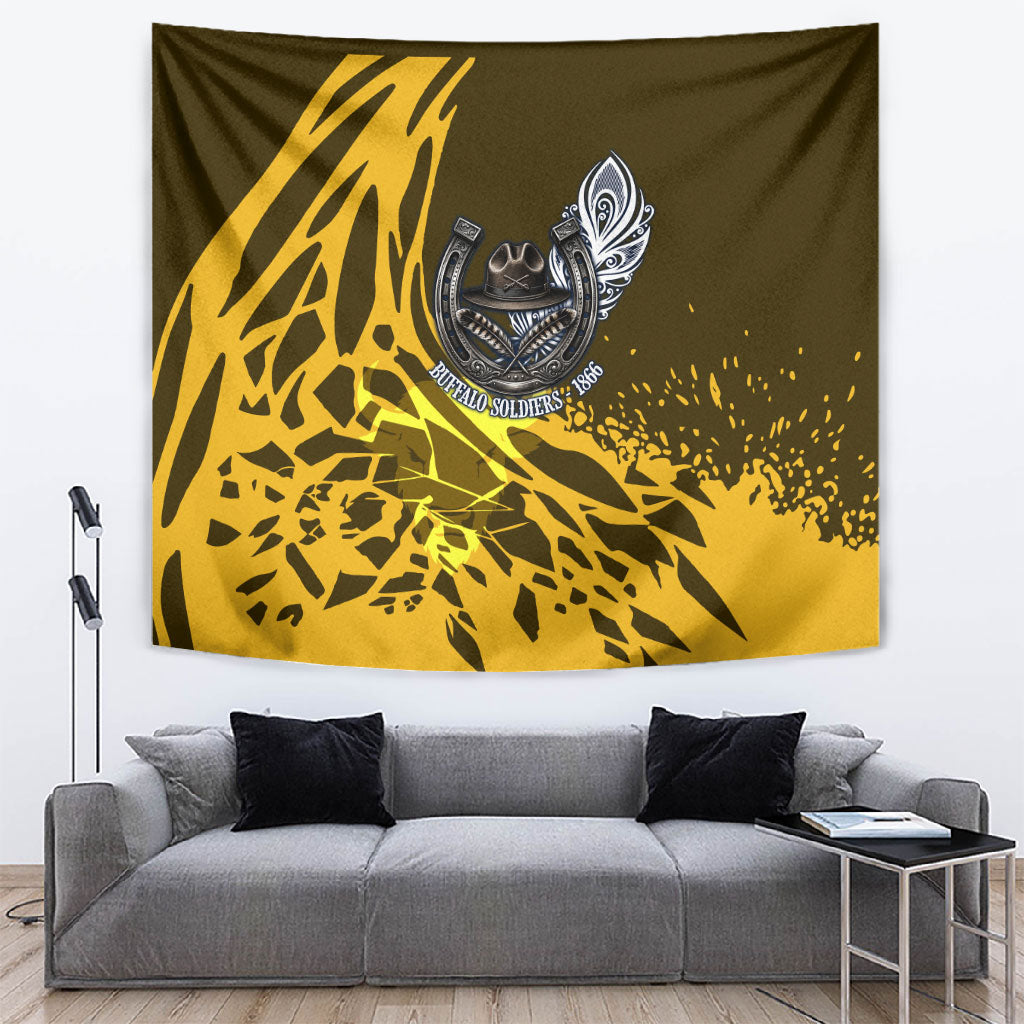 Buffalo Soldiers 9th And 10th Cavalry Regiments Tapestry Wild And Untamed Vintage Western Horseshoe Graphic Art