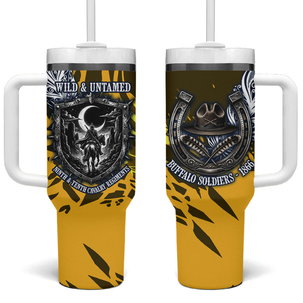 Buffalo Soldiers 9th And 10th Cavalry Regiments Tumbler With Handle Wild And Untamed Vintage Western Horseshoe Graphic Art