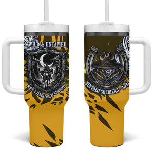 Buffalo Soldiers 9th And 10th Cavalry Regiments Tumbler With Handle Wild And Untamed Vintage Western Horseshoe Graphic Art