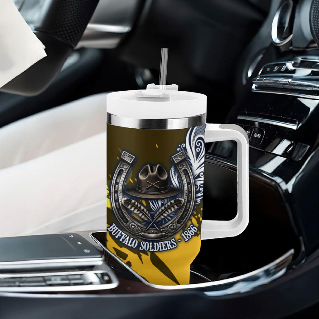 Buffalo Soldiers 9th And 10th Cavalry Regiments Tumbler With Handle Wild And Untamed Vintage Western Horseshoe Graphic Art