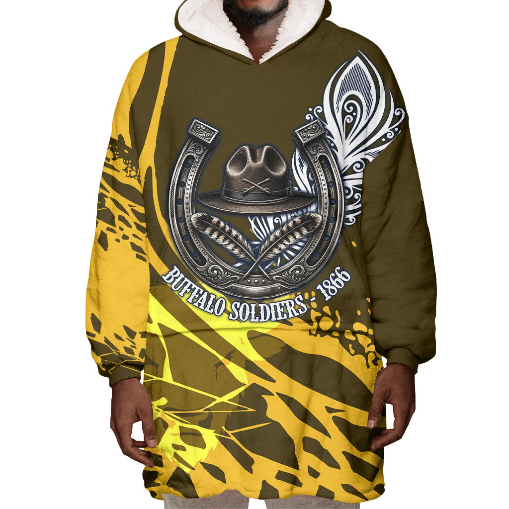 Buffalo Soldiers 9th And 10th Cavalry Regiments Wearable Blanket Hoodie Wild And Untamed Vintage Western Horseshoe Graphic Art