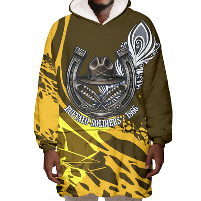 Buffalo Soldiers 9th And 10th Cavalry Regiments Wearable Blanket Hoodie Wild And Untamed Vintage Western Horseshoe Graphic Art