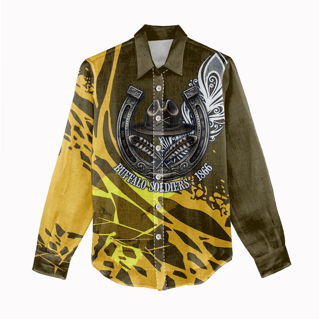 Buffalo Soldiers 9th And 10th Cavalry Regiments Women Casual Shirt Wild And Untamed Vintage Western Horseshoe Graphic Art