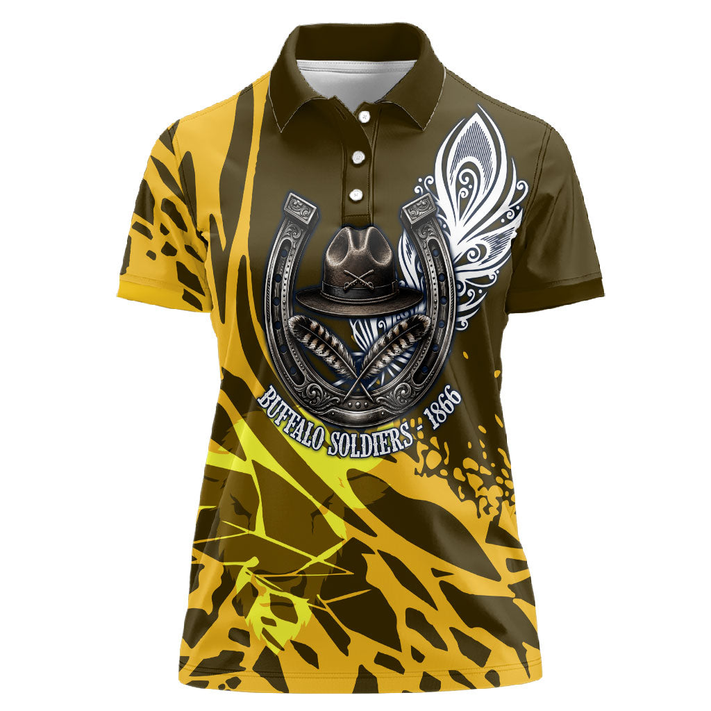 Buffalo Soldiers 9th And 10th Cavalry Regiments Women Polo Shirt Wild And Untamed Vintage Western Horseshoe Graphic Art