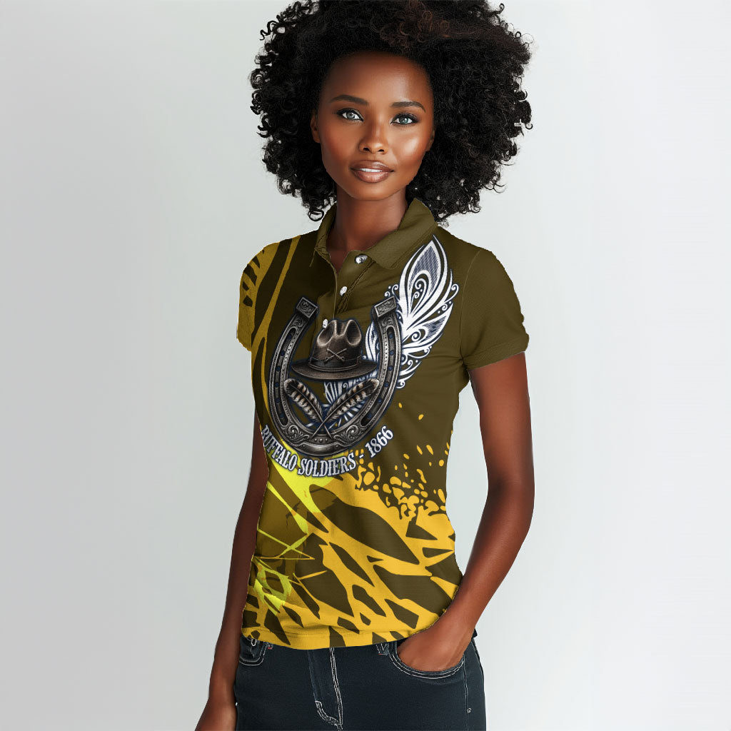 Buffalo Soldiers 9th And 10th Cavalry Regiments Women Polo Shirt Wild And Untamed Vintage Western Horseshoe Graphic Art