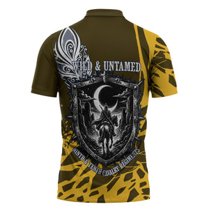 Buffalo Soldiers 9th And 10th Cavalry Regiments Zipper Polo Shirt Wild And Untamed Vintage Western Horseshoe Graphic Art