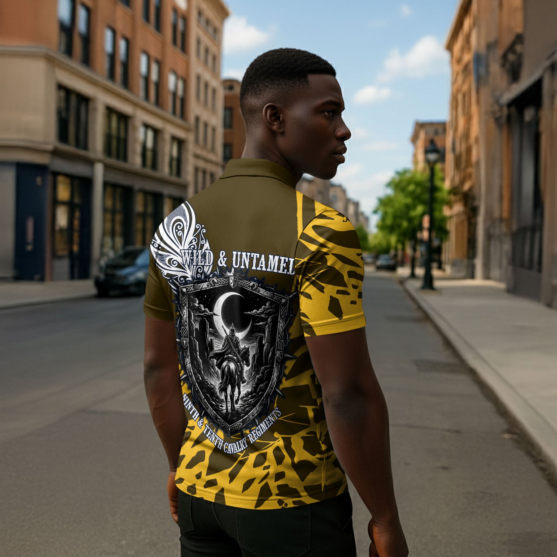 Buffalo Soldiers 9th And 10th Cavalry Regiments Zipper Polo Shirt Wild And Untamed Vintage Western Horseshoe Graphic Art