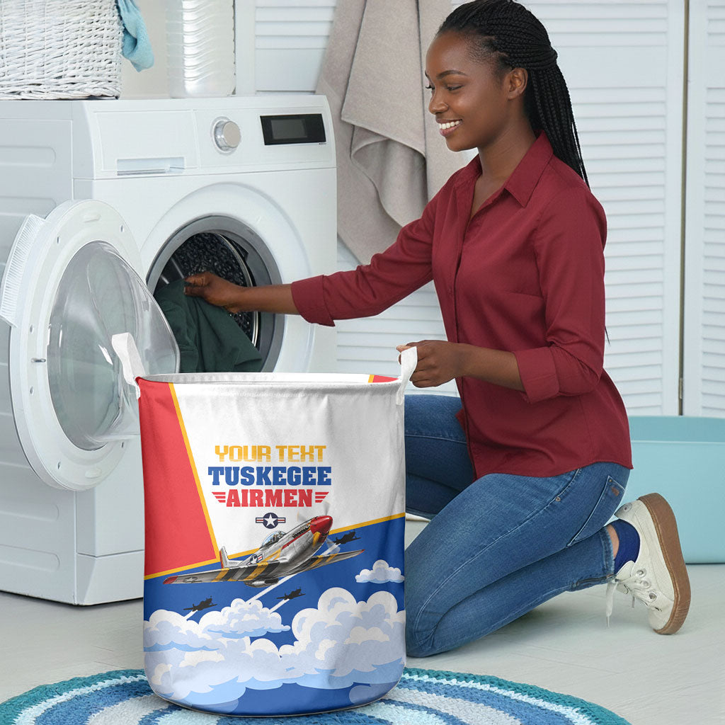 Personalized Tuskegee Airmen Laundry Basket Expect To Win P-51 Mustang Patriotic Aviation Art