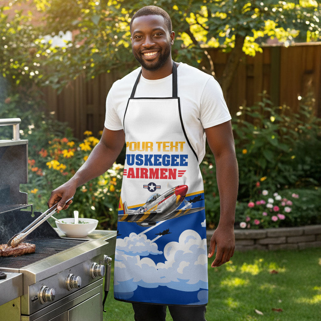 Personalized Tuskegee Airmen Apron Expect To Win P-51 Mustang Patriotic Aviation Art