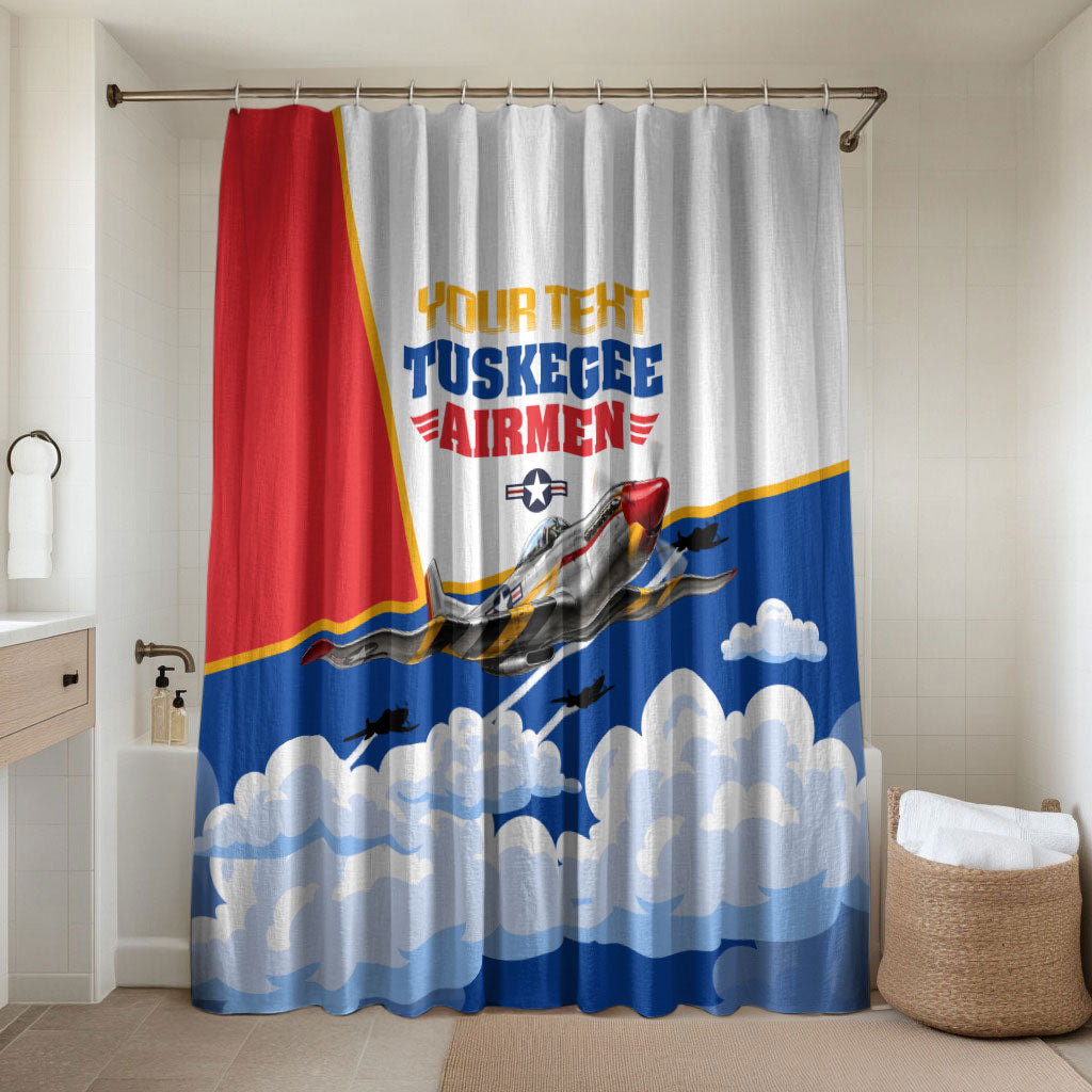 Personalized Tuskegee Airmen Bathroom Set Expect To Win P-51 Mustang Patriotic Aviation Art
