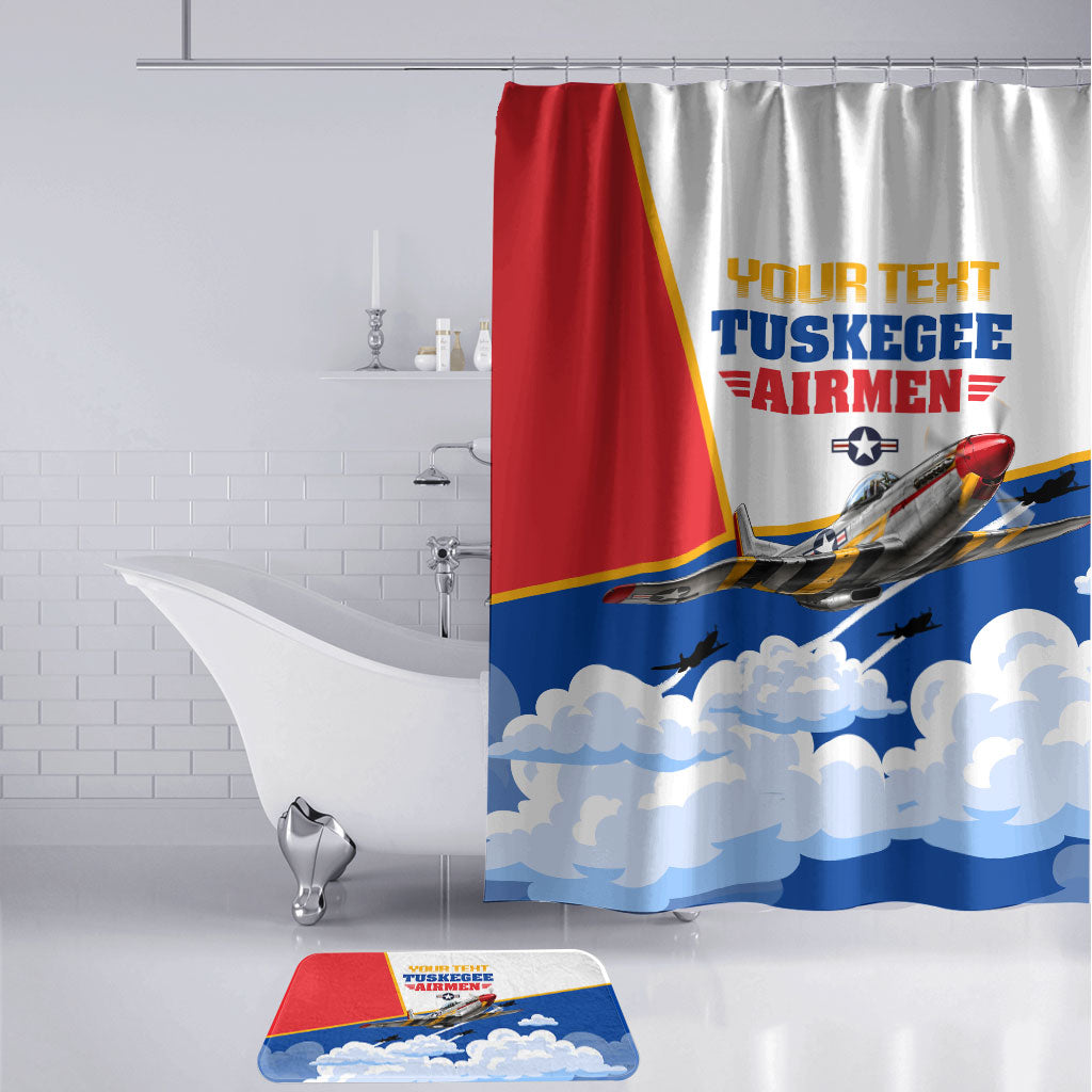 Personalized Tuskegee Airmen Bathroom Set Expect To Win P-51 Mustang Patriotic Aviation Art