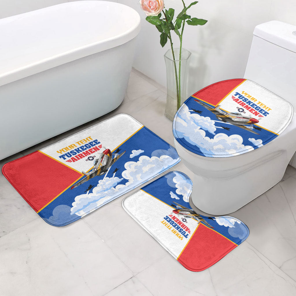 Personalized Tuskegee Airmen Bathroom Set Expect To Win P-51 Mustang Patriotic Aviation Art
