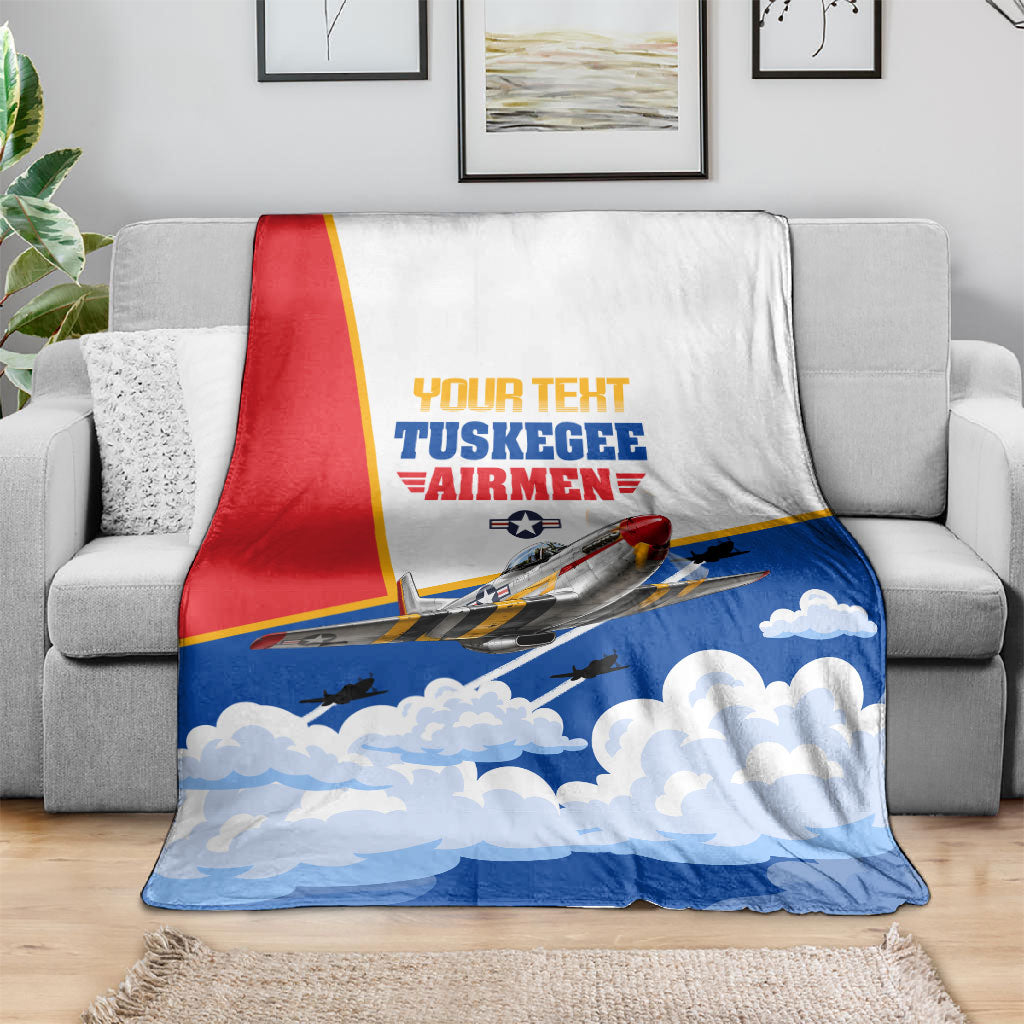 Personalized Tuskegee Airmen Blanket Expect To Win P-51 Mustang Patriotic Aviation Art