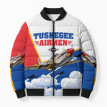 Personalized Tuskegee Airmen Bomber Puffer Jacket Expect To Win P-51 Mustang Patriotic Aviation Art