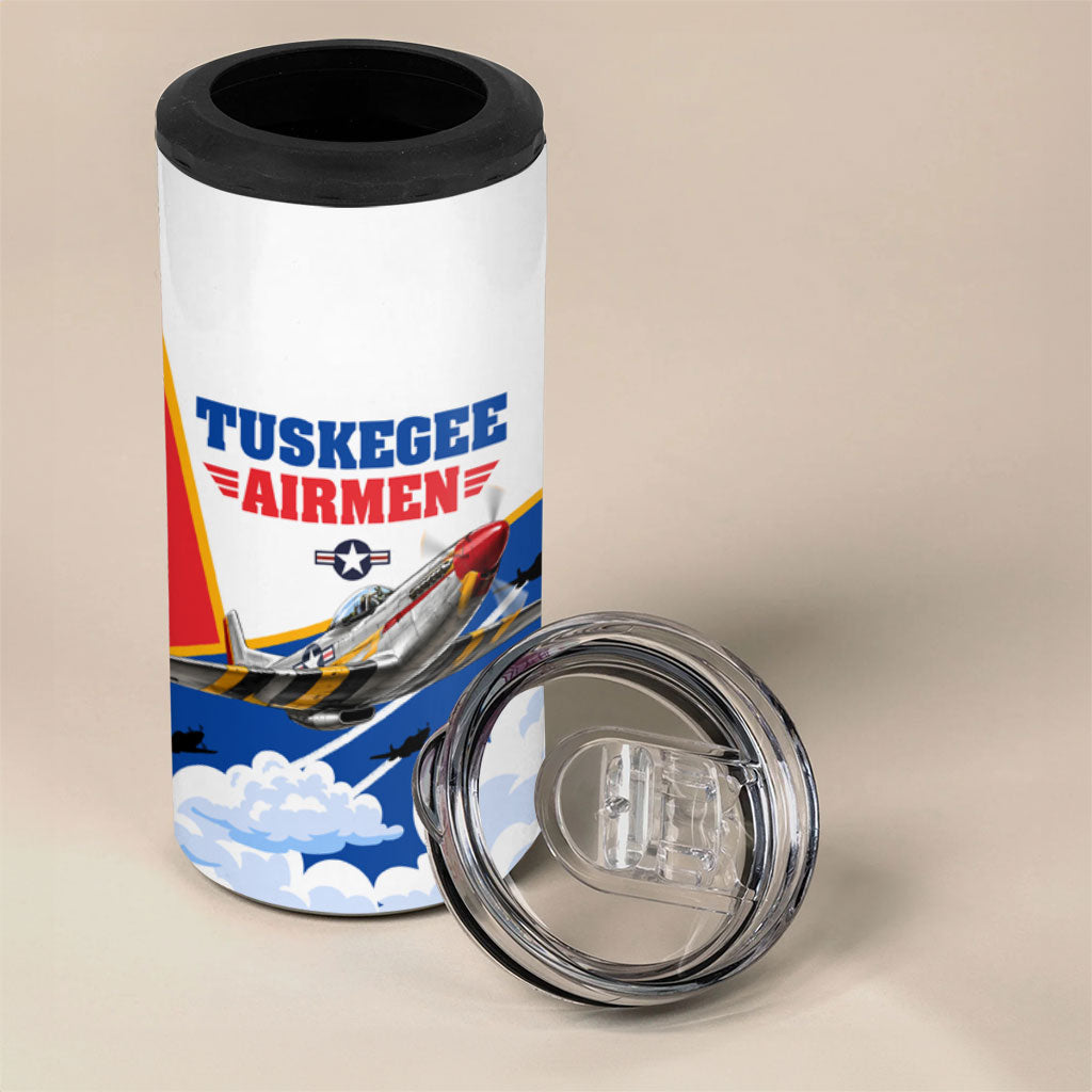 Personalized Tuskegee Airmen 4 in 1 Can Cooler Tumbler Expect To Win P-51 Mustang Patriotic Aviation Art
