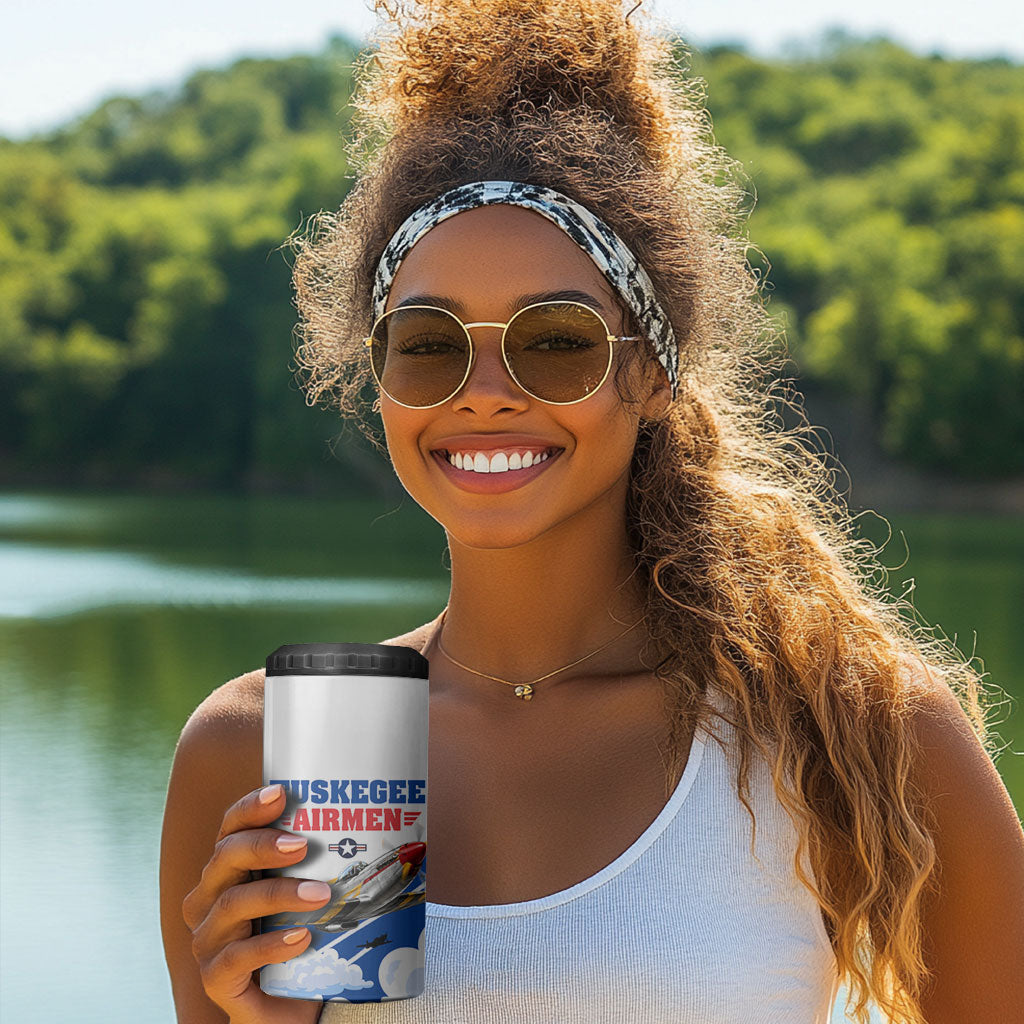 Personalized Tuskegee Airmen 4 in 1 Can Cooler Tumbler Expect To Win P-51 Mustang Patriotic Aviation Art