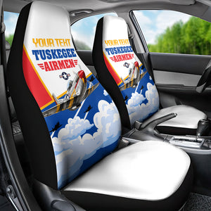 Personalized Tuskegee Airmen Car Seat Cover Expect To Win P-51 Mustang Patriotic Aviation Art
