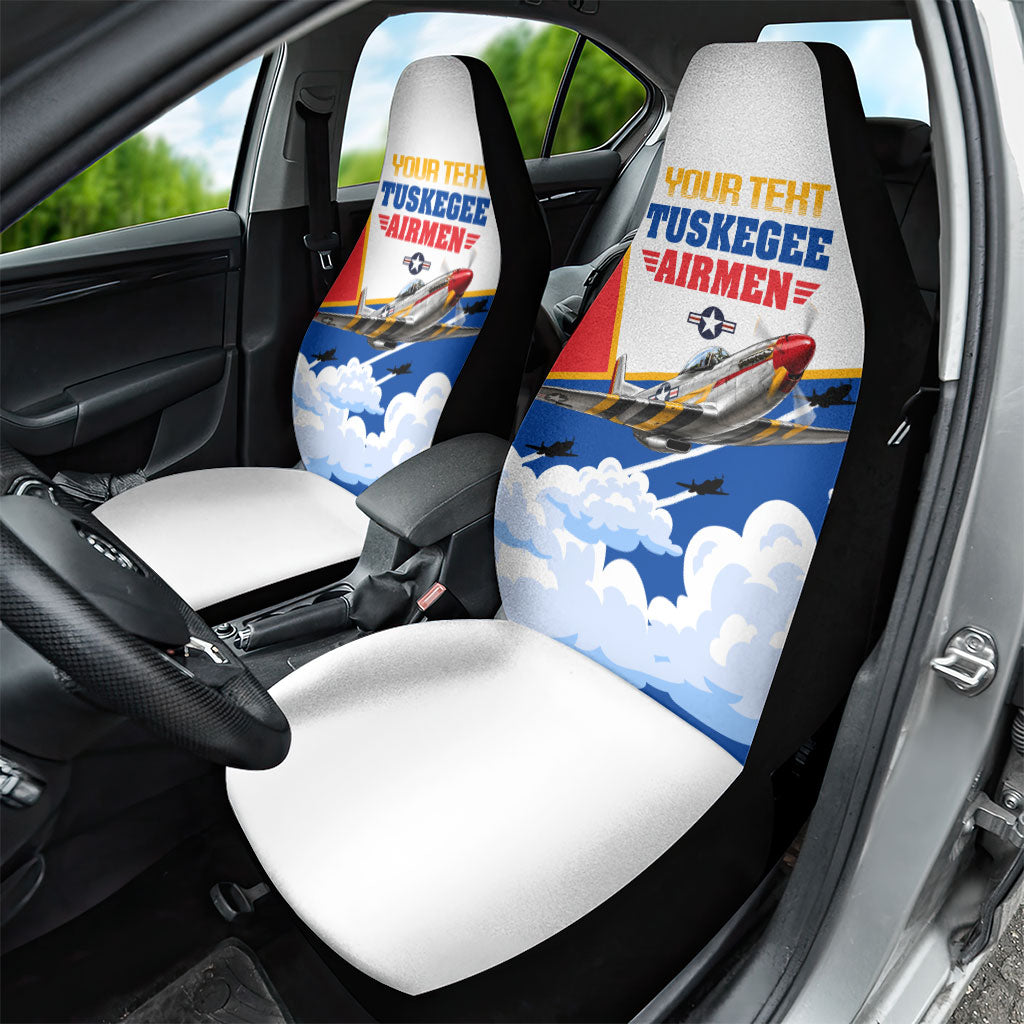 Personalized Tuskegee Airmen Car Seat Cover Expect To Win P-51 Mustang Patriotic Aviation Art