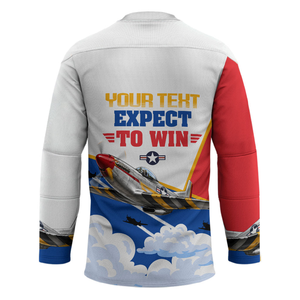 Personalized Tuskegee Airmen Hockey Jersey Expect To Win P-51 Mustang Patriotic Aviation Art