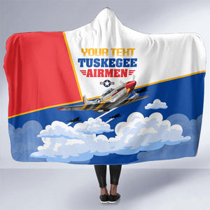 Personalized Tuskegee Airmen Hooded Blanket Expect To Win P-51 Mustang Patriotic Aviation Art