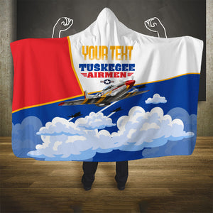 Personalized Tuskegee Airmen Hooded Blanket Expect To Win P-51 Mustang Patriotic Aviation Art