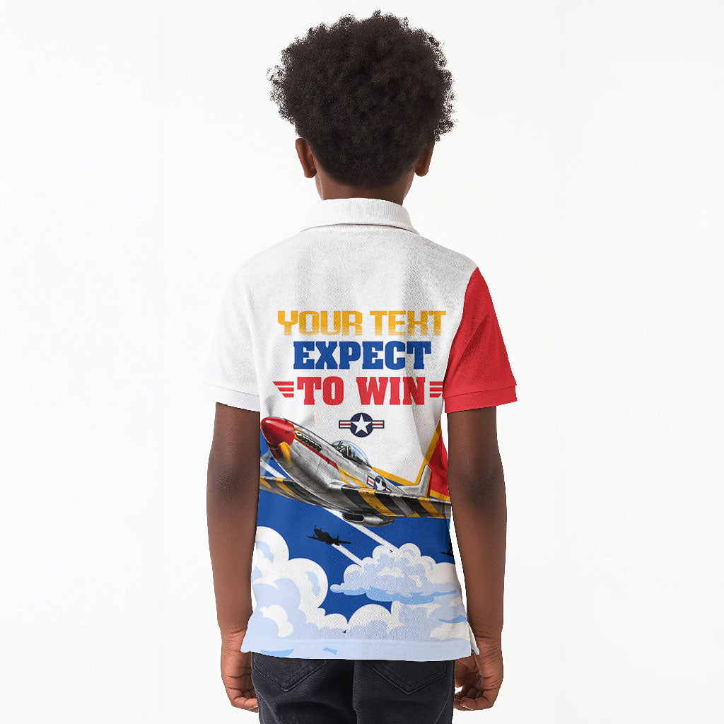 Personalized Tuskegee Airmen Kid Polo Shirt Expect To Win P-51 Mustang Patriotic Aviation Art