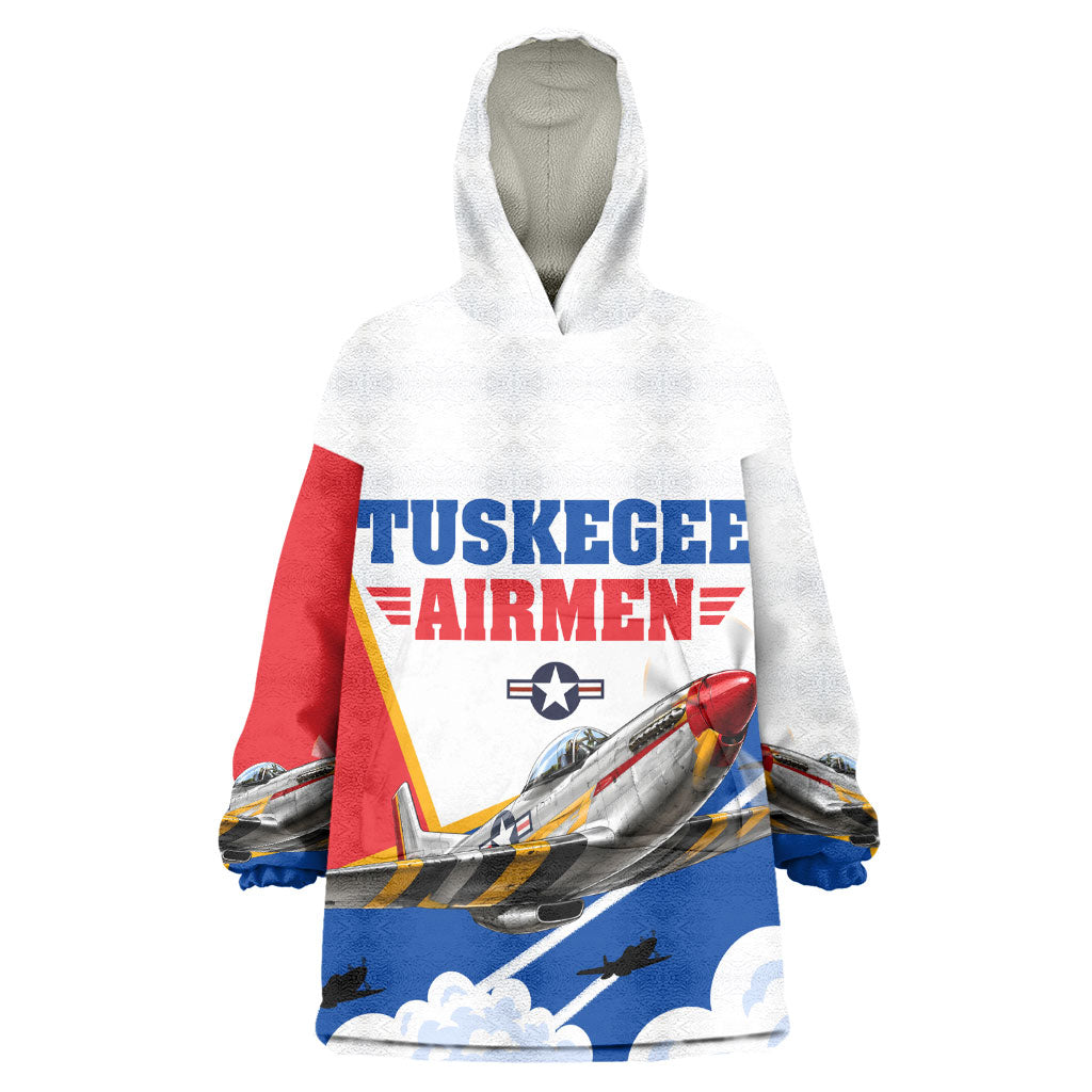 Personalized Tuskegee Airmen Kid Wearable Blanket Hoodie Expect To Win P-51 Mustang Patriotic Aviation Art