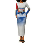 Personalized Tuskegee Airmen Long Sleeve Bodycon Dress Expect To Win P-51 Mustang Patriotic Aviation Art