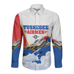 Personalized Tuskegee Airmen Long Sleeve Button Shirt Expect To Win P-51 Mustang Patriotic Aviation Art