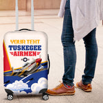 Personalized Tuskegee Airmen Luggage Cover Expect To Win P-51 Mustang Patriotic Aviation Art