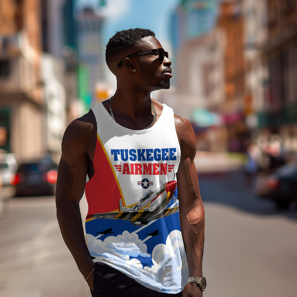 Personalized Tuskegee Airmen Men Tank Top Expect To Win P-51 Mustang Patriotic Aviation Art
