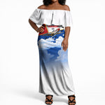 Personalized Tuskegee Airmen Off Shoulder Maxi Dress Expect To Win P-51 Mustang Patriotic Aviation Art