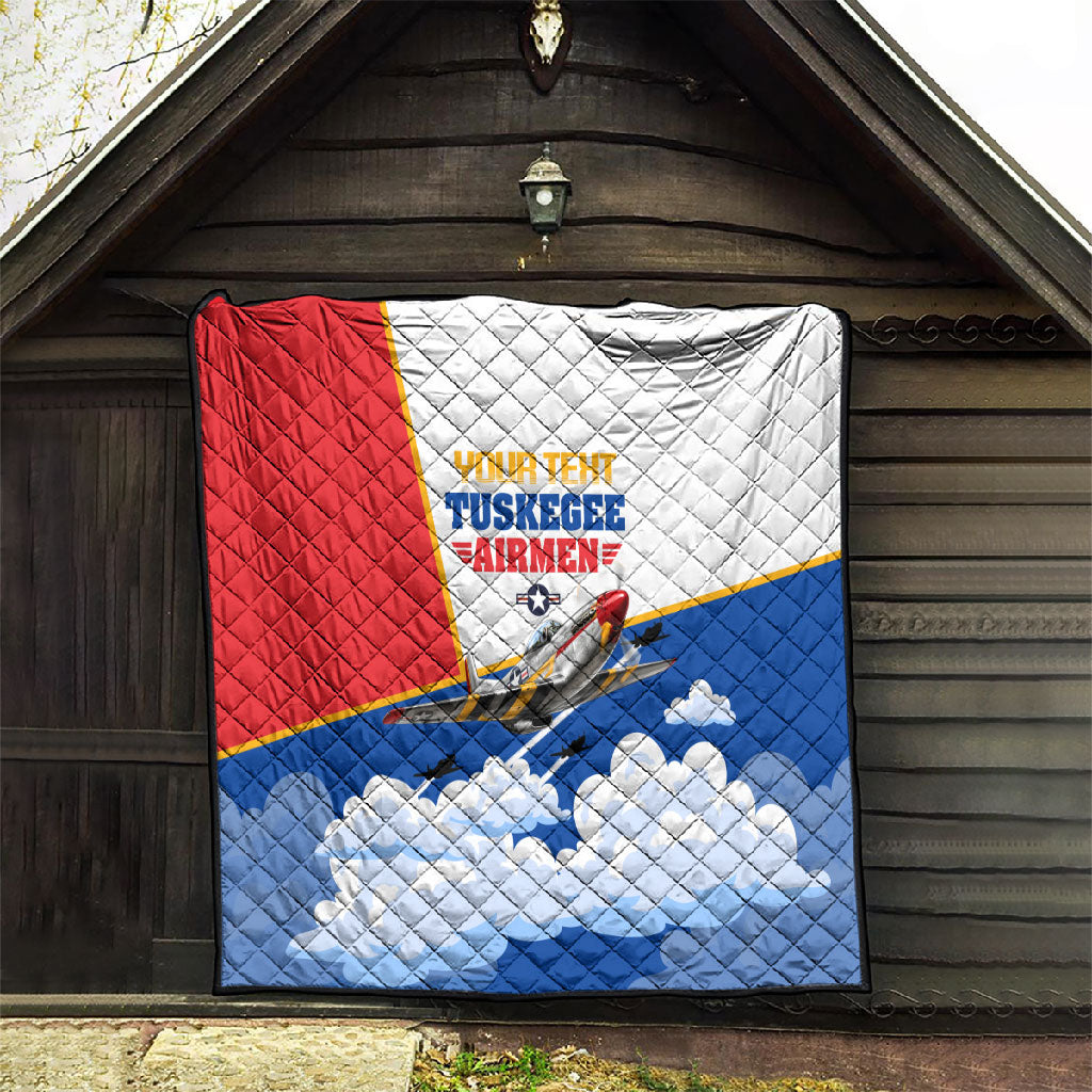 Personalized Tuskegee Airmen Quilt Expect To Win P-51 Mustang Patriotic Aviation Art